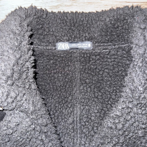 Zara Black Shearling Aviator Jacket - Picture 2 of 4